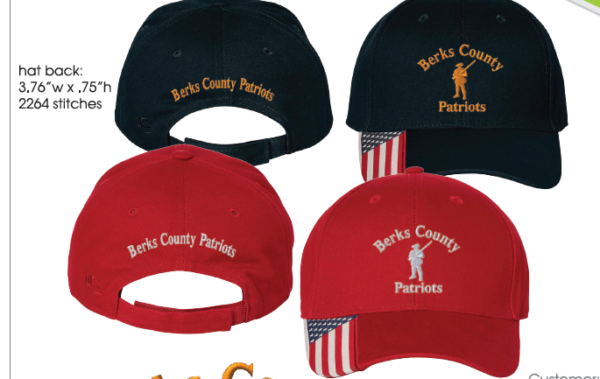 Ball Caps - BLACK with Berks County Patriots embroidered logo and the USA flag on the right portion of the bill - Image 2