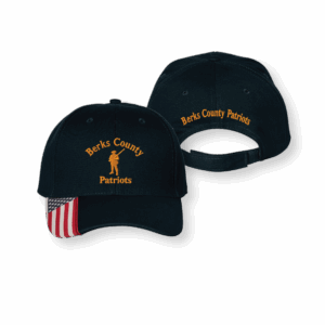 Ball Caps - BLACK with Berks County Patriots embroidered logo and the USA flag on the right portion of the bill